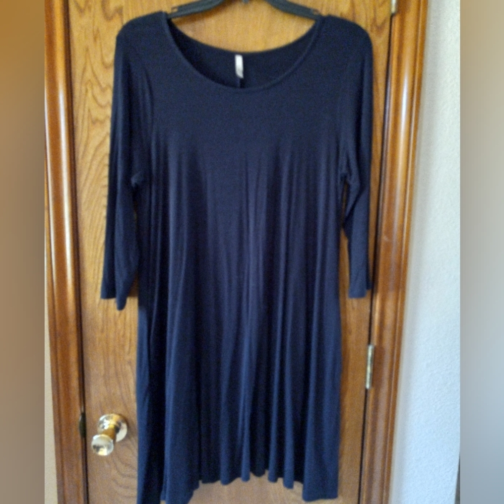 Black Knit 3/4 Sleeve Dress L